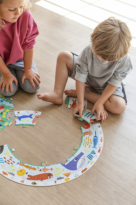 Puzzle dla dzieci okrągłe XXL Odkryj zwierzęta Goula 53177