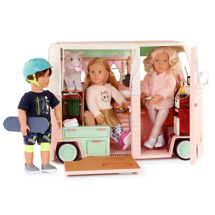 Kamper kempingowy z wyposażeniem dla lalek 55 elementów Country Cruising Camper Set Our Generation BD35163Z