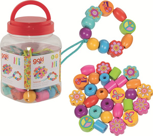 Kolorowe koraliki do nawlekania Flower Power 58311 Goki kreatywna Zabawka dla dzieci