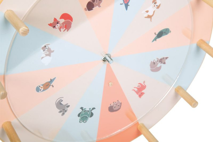 Konfigurowalne drewniane koło fortuny nagród z wymiennymi panelami i długopisem ścieralnym Przyjaciele z ogrodu Small Foot 12645