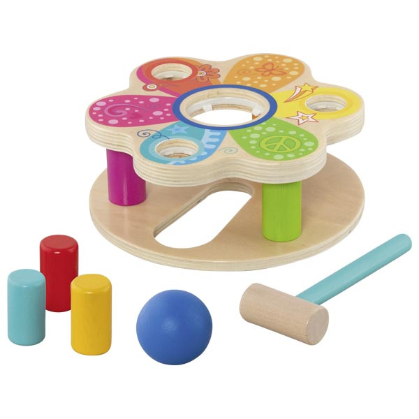 Przebijanka drewniana z młotkiem i sorter kolorów Flower Power Hammer bench Goki 58310