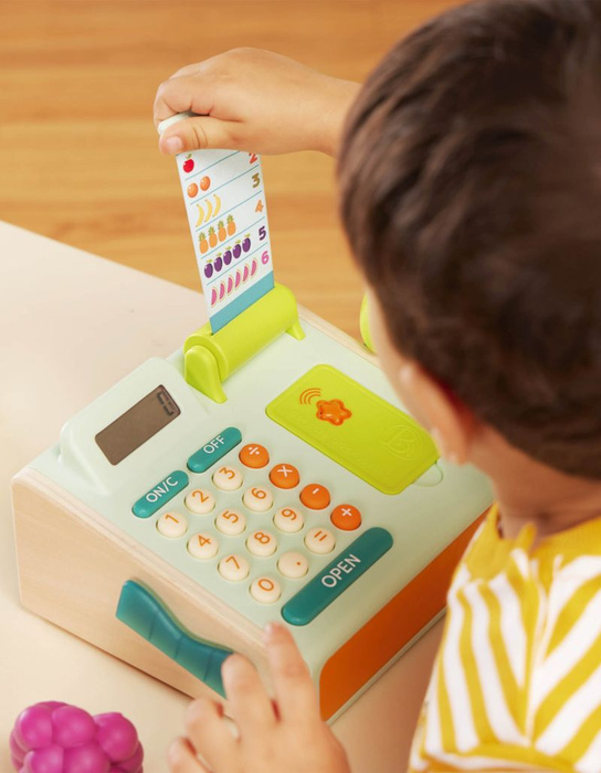 Kasa fiskalna ze skanerem i czytnikiem kart płatniczych Mini Cashier Playset B.Toys BX1934Z zabawy dla dzieci