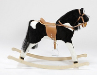 Łaciaty koń na biegunach Miłka, zabawka dla trzylatka