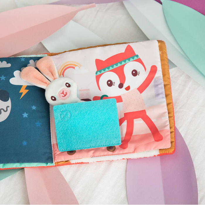 Miękka książeczka aktywizująca z mini-komforterem sarenka Stella i jej przytulanka 83491 Lilliputiens
