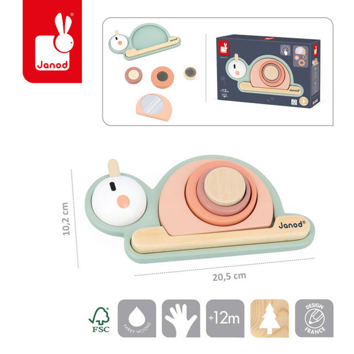 Drewniana układanka sensoryczna zmysł dotyku Ślimak Sweet Cocoon J04052 Janod