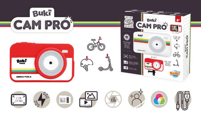 Aparat 2w1 Kamera na rower i kask Autofokus Zoom 16x kolorowy wyświetlacz CamPro Buki PV010