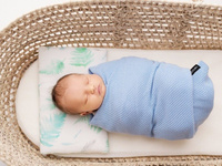 Lekki dzianinowy kocyk Mgiełka błękit LL3165-Lullalove kocyki dla dzieci