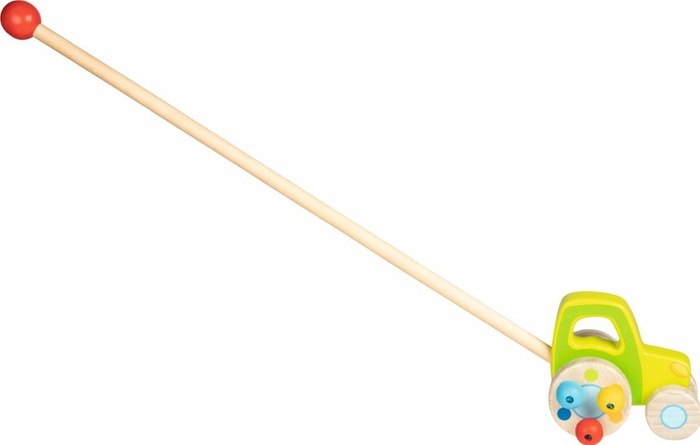 Zabawka do pchania dla dzieci Traktorek z kulkami 54880-Goki, zabawki drewniane