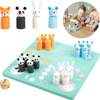 Gra drewniana Chińczyk w barwach pasteli Miś i przyjaciele 11462-Small Foot, gry planszowe dla dzieci