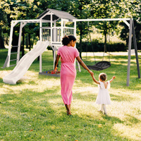 Drewniany Plac zabaw AXI A025.134.92 Wieża z huśtawką Drabinki wspinaczkowe Zjeżdżalnia do kreatywnej zabwy dla dzieci