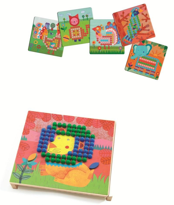 Kolorowa mozaika - układanka drewniana, DJ08137-Djeco, układanki dla dzieci