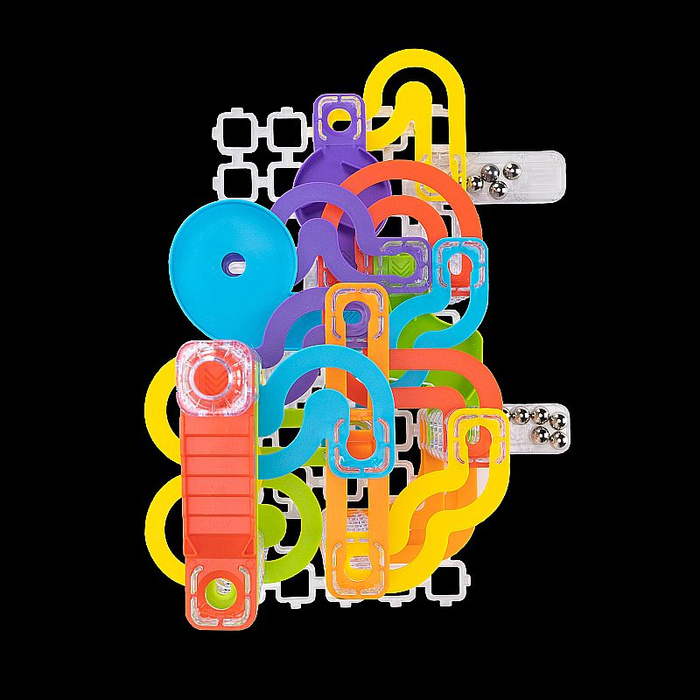 Kulodrom Trestle Tracks Deluxe Zestaw Konstruktorski 124 elementów Fat Brain Toys FA313-3 labirynt dla kulek