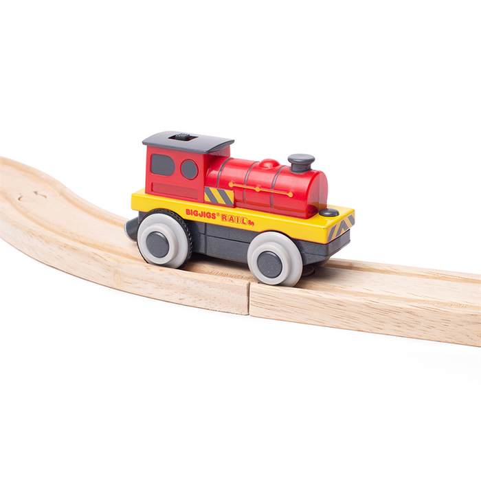 Lokomotywa z napędem Might Red Loco BJT309-Bigjigs Rail, kolejki z napędem