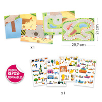 Naklejki dla dzieci 3D do wielokrotnego użycia POJAZDY Djeco DJ00043 kreatywne zabawki