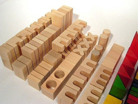 Klocki drewniane o dużych rozmiarach z literkami dla dzieci, XL, 155 el., zabawki konstrukcyjne