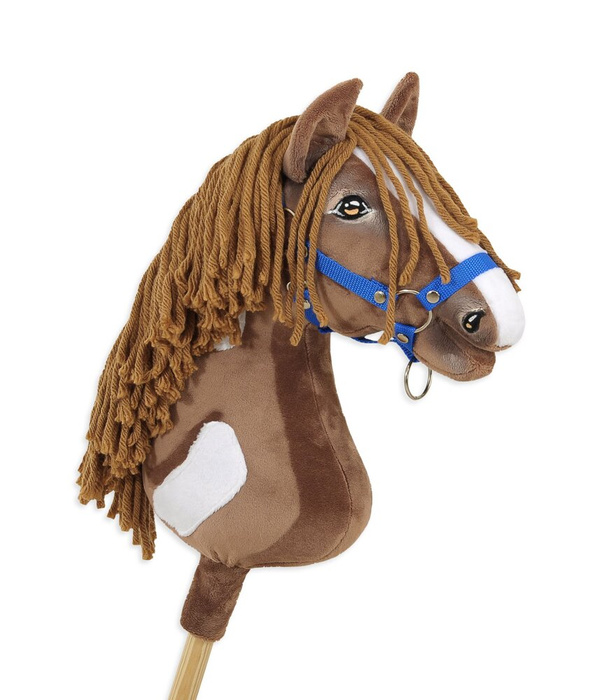 Super Hobby Horse Koń na kiju Western z długą miękką grzywą ręcznie wykonany gniady konik Premium
