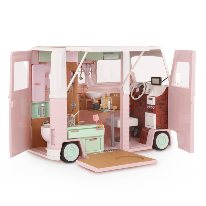 Kamper kempingowy z wyposażeniem dla lalek 55 elementów Country Cruising Camper Set Our Generation BD35163Z