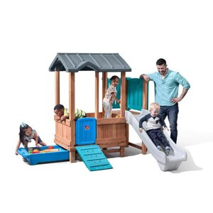 Drewniany Plac zabaw Step2 4906KR Adventure Domek ogrodowy ze zjeżdżalnią i kuchnią dla dzieci