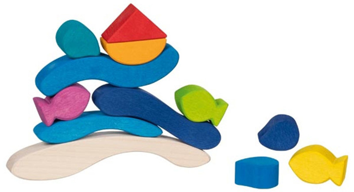 Klocki drewniane układanka Budowanie Wodnego Świata Goki 58361