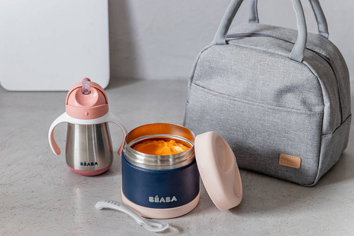 Bidon niekapek ze słomką termobutelka 250 ml old pink Beaba 913482