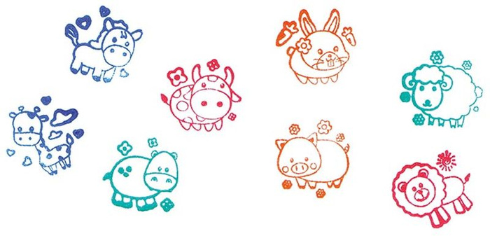 Samotuszujące pieczątki dla dzieci Kolorowe Zwierzątka Goki 15534