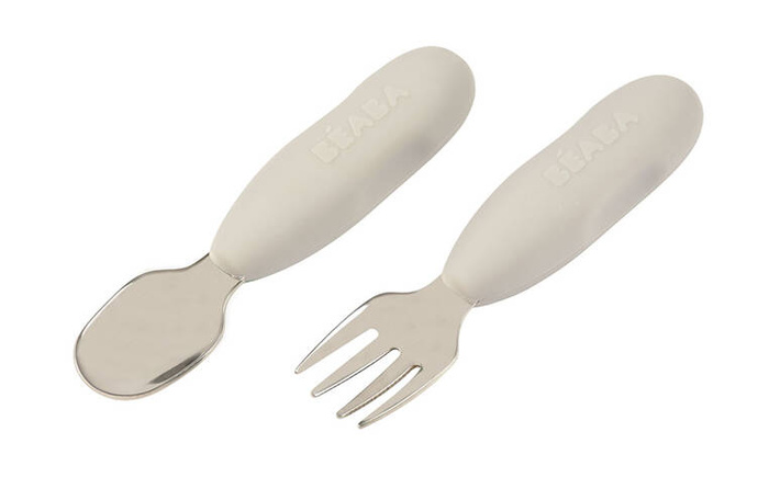 Zestaw pierwszych sztućców ze stali nierdzewnej Velvet grey Beaba 913581