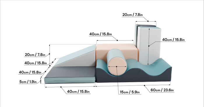 Klocki piankowe IGLU Soft Play Discoverer pastelowy SET_34_02 domowy plac zabaw
