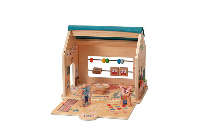 Drewniana wielofunkcyjna rozkładana Szkoła z 3 figurkami i akcesoriami 83422 Lilliputiens