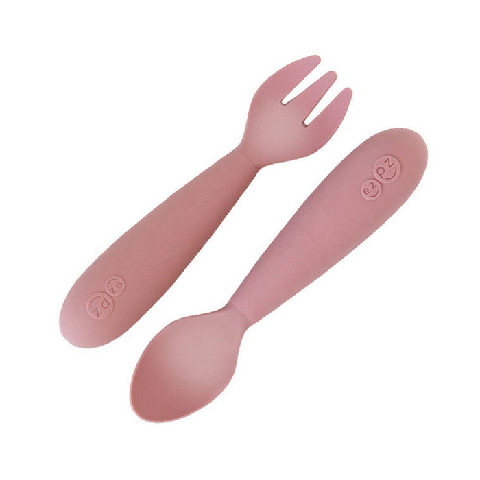 Komplet silikonowych sztućców Mini Utensils pastelowy róż EUMUB005-EZPZ, sztućce dla dzieci