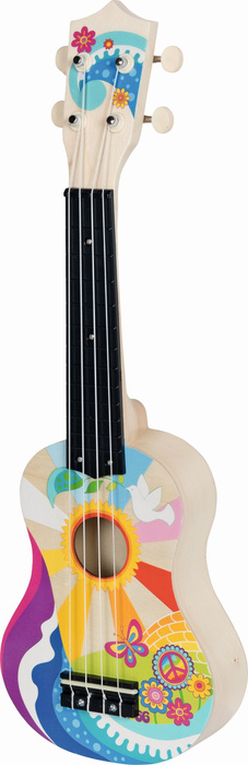 Ukulele Flower Power drewniany instrument Goki 61847 zabawki muzyczne dla dzieci