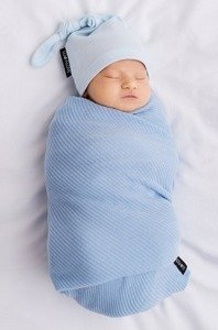 Lekki dzianinowy kocyk Mgiełka błękit LL3165-Lullalove kocyki dla dzieci