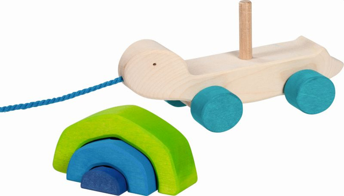 Zabawka do ciągnięcia 2w1 Drewniany żółw z klockami Tortuga Goki 54859