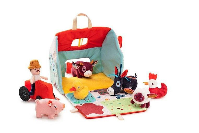 Rozkładany domek manipulacyjny Farma z 6 zwierzątkami rolnikiem i traktorem 86791 LILLIPUTIENS