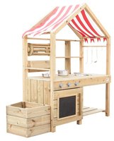 Drewniana Kuchnia Outdoor z daszkiem i akcesoriami CLASSIC WORLD EDU CW54587 Mały kucharz do kreatywnej zabawy
