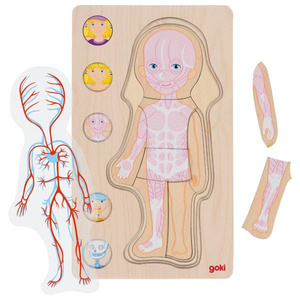 Drewniana układanka anatomia ciała dziewczynka Goki 57362