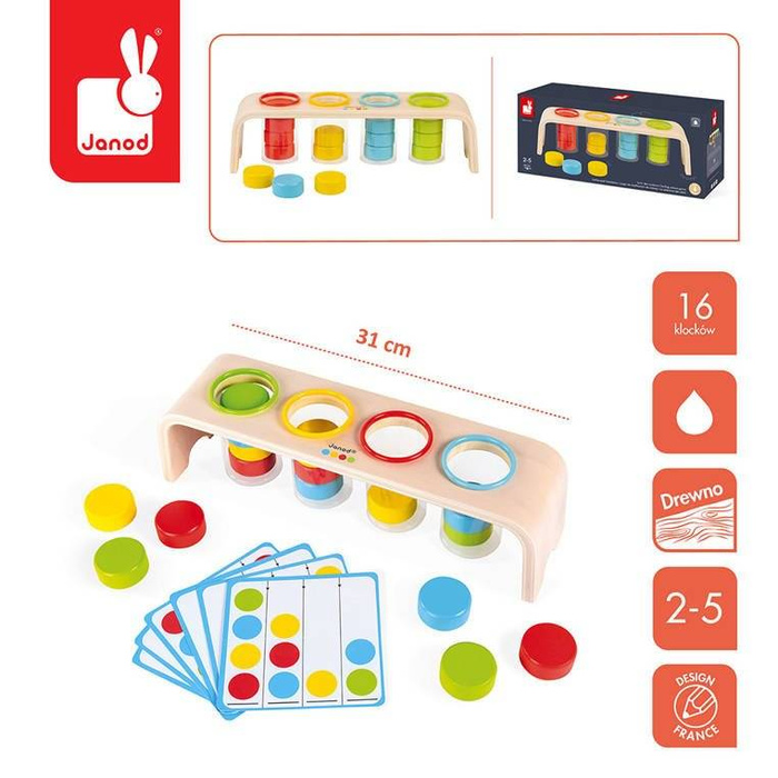Drewniana układanka Sortowanie kolorów Essentiel, Janod J05066