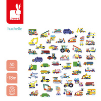 Duże naklejki wielorazowe 50 sztuk Pojazdy Janod J09191