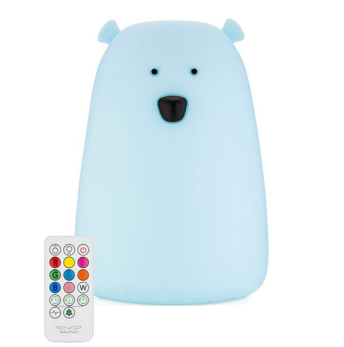Lampka silikonowa z pilotem Miś Duży niebieski Rabbit & Friends 520057BRB Lampki nocne dla dzieci