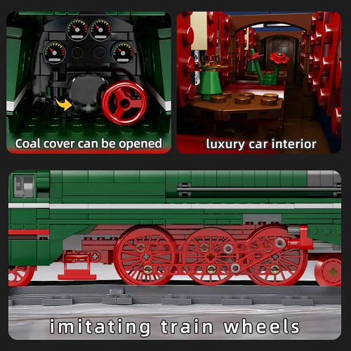 Klocki konstrukcyjne Mould King 12007 Pociąg ekspresowy BR18 201 zdalnie sterowany Model 2348 elementów