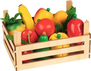 Drewniane owoce i warzywa w skrzyneczce, 51658-Goki, zabawa w sklep
