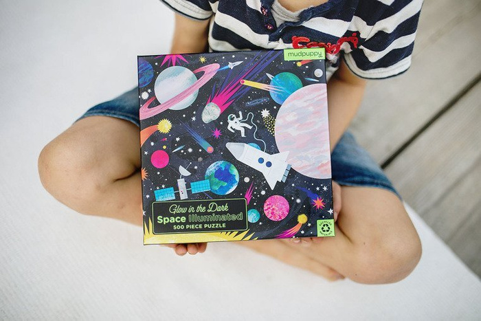 Kosmos - świecące w ciemności puzzle 500 el dla całej rodziny MP61003-Mudpuppy, puzzle tekturowe