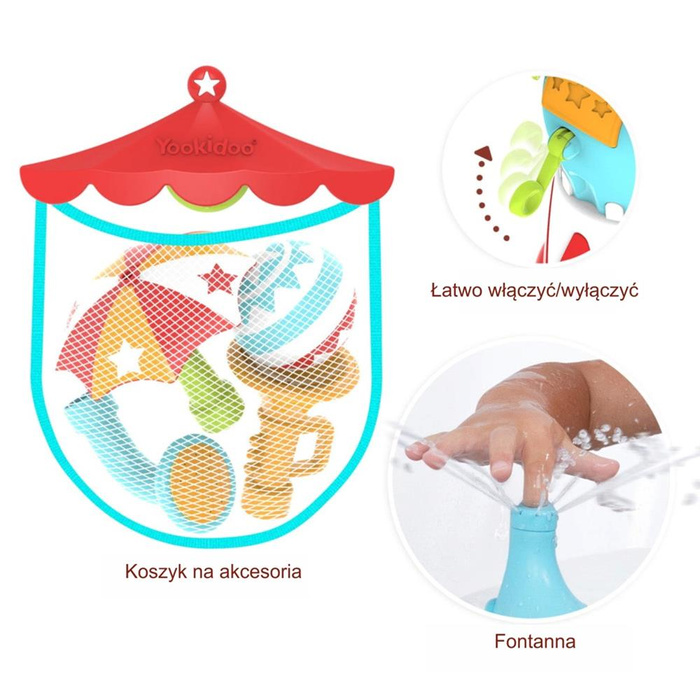 Zabawka słonik pryskający wodą z 4 akcesoriami Yookidoo YO40416___OF Zabawka do kąpieli