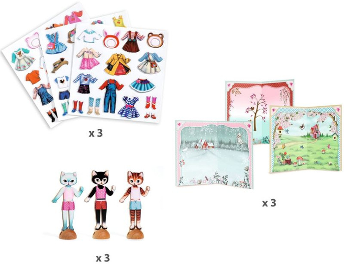 Mała przebieralnia z naklejkami Kotki Djeco DJ09859 zabawy kreatywne dla dzieci