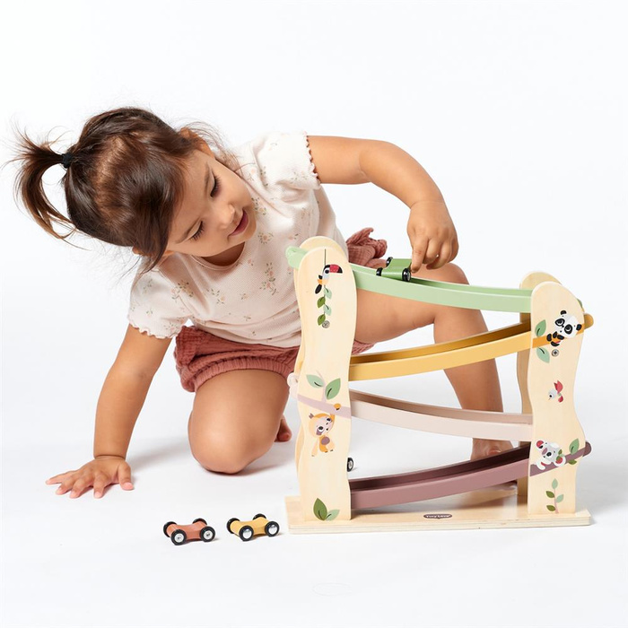 Drewniana Zjeżdżalnia z torem i czterema samochodzikami Tiny Love TL15052000458 Boho Chic