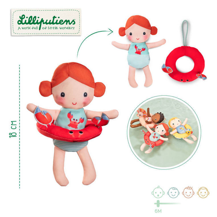 Laleczka do kąpieli z kółkiem w komplecie zabawki do wody Axelle 83425 Lilliputiens