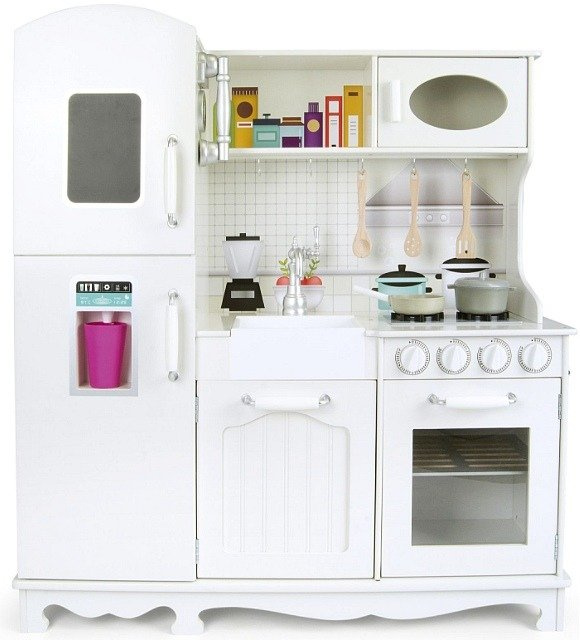 Duża kuchnia drewniana "Biała zabudowa" - kuchnie dla dzieci