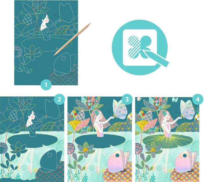 Wydrapywanka Zaczarowany staw DJ09716-Djeco, zestaw artystyczny dla dzieci