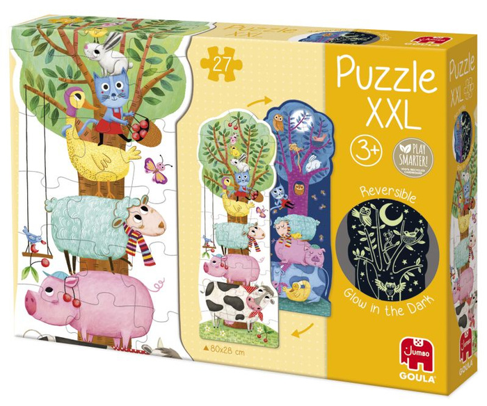 Puzzle dla dzieci XXL Farma Dzień i Noc Świecące w ciemności 27 elementów Goula 50217