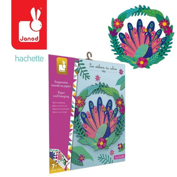 Zestaw kreatywny Papierowy wieniec na ścianę Paw 7+ J07942-Janod, zestaw artystyczny dla dzieci