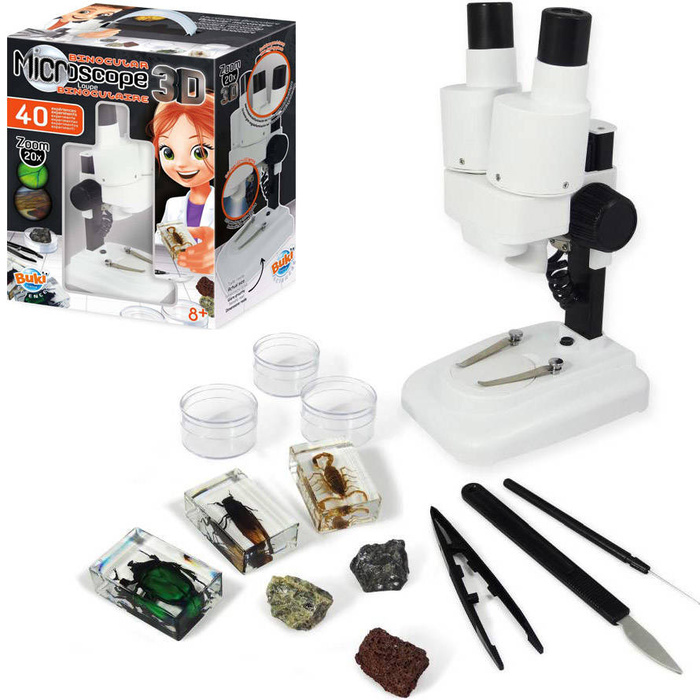 Nauka i zabawa dla dzieci Mikroskop dwuokularowy 40 doświadczeń MR500 Buki